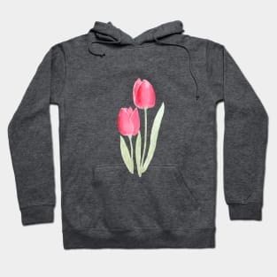 2 red tulips watercolor Hoodie